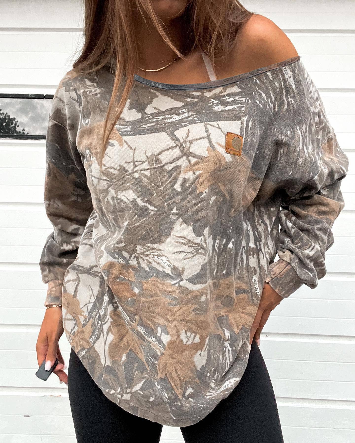 Western Camo Retro Asymmetrical Printed Sweatshirt