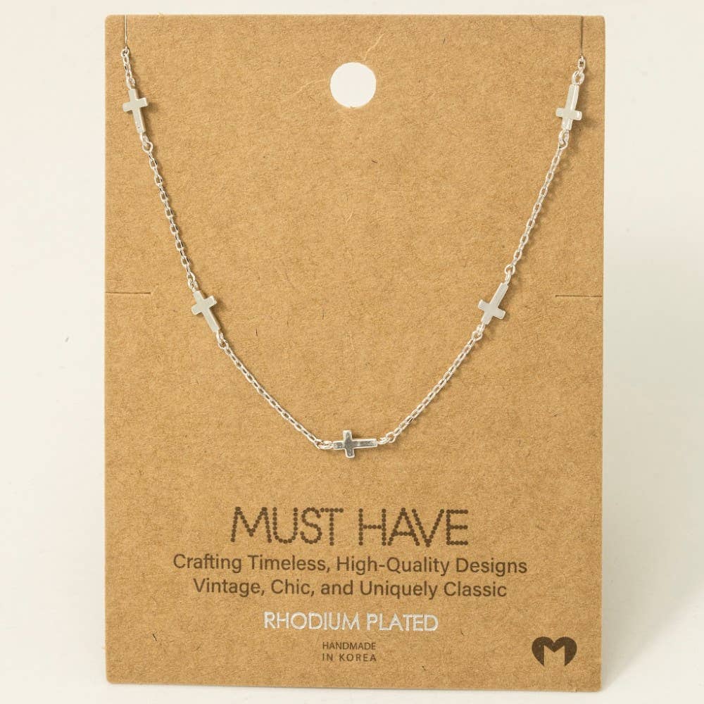 Gold Dipped Dainty Cross Station Necklace