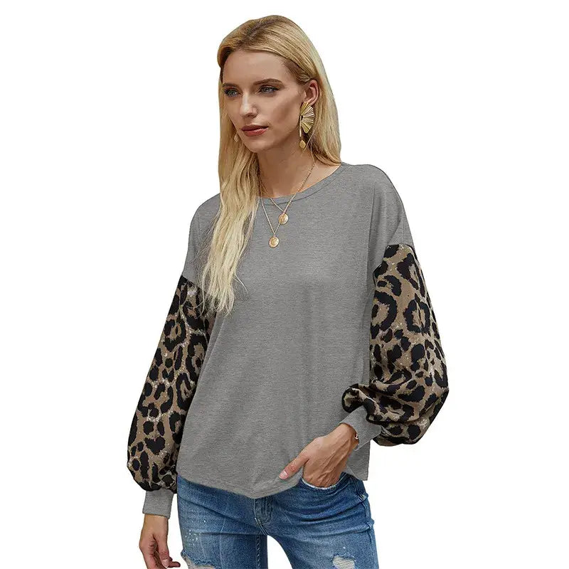 Crew Neck Puff Sleeve Solid Top
