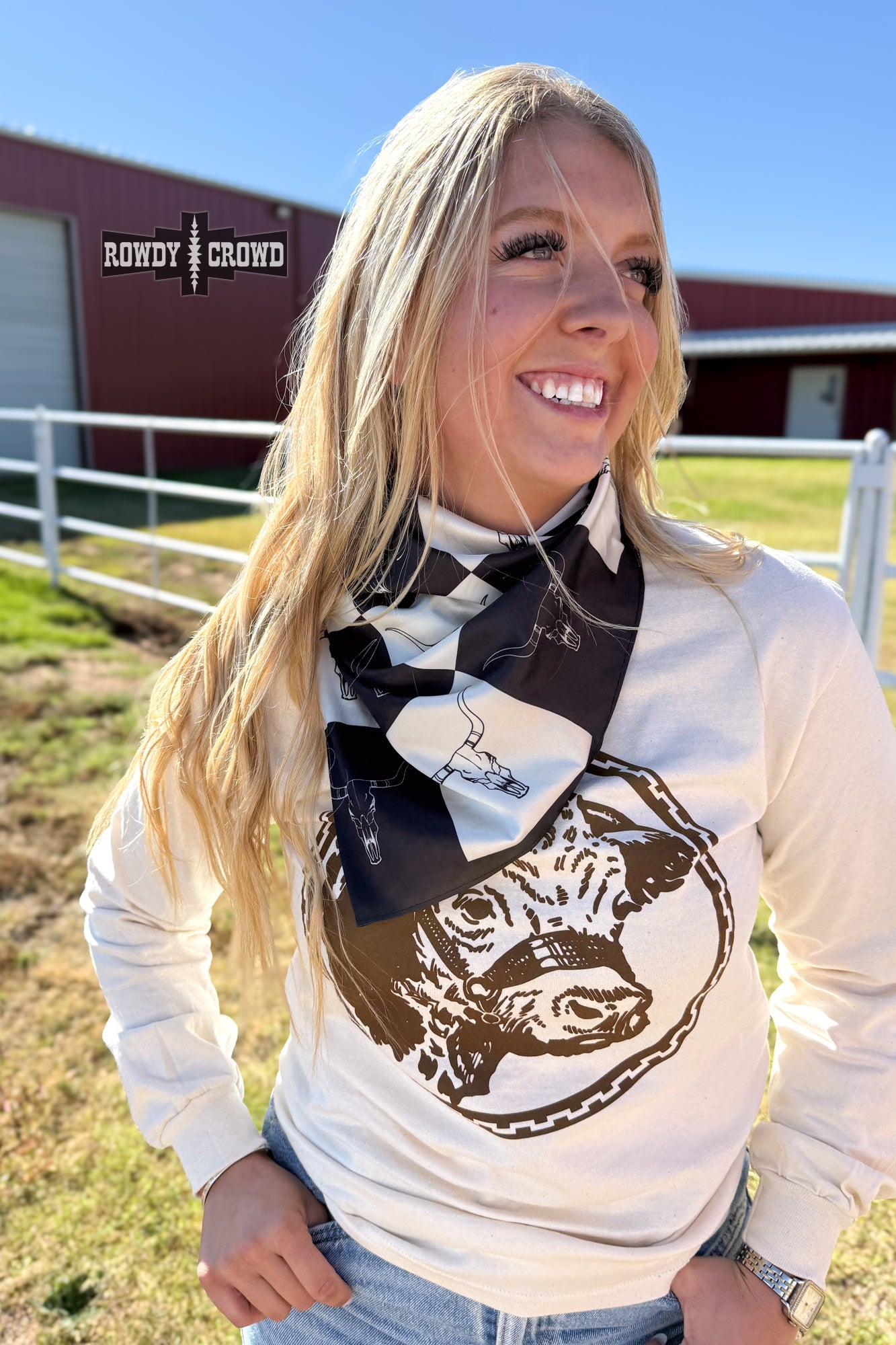 BLACK Checkered Skull Wild Rag