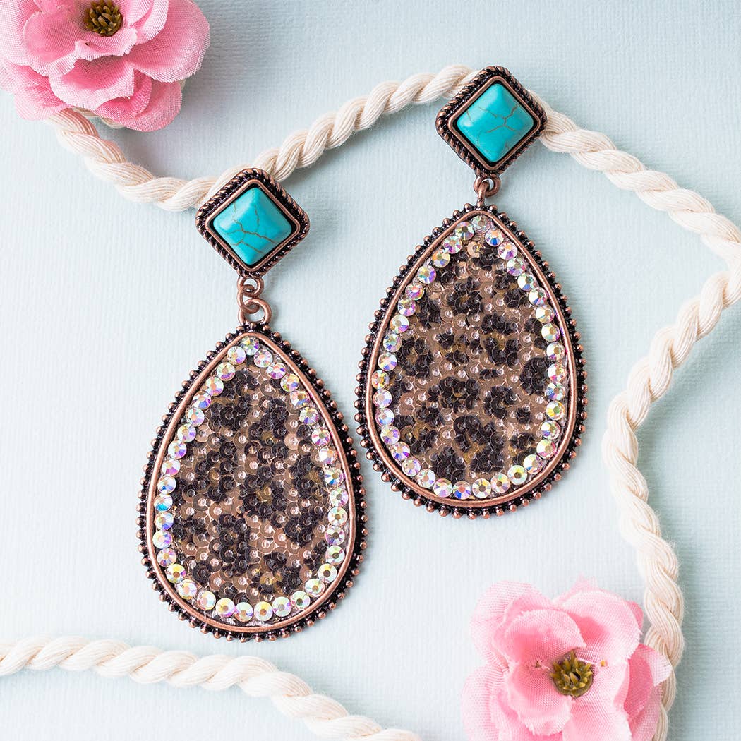 Glitter Leopard Earrings
